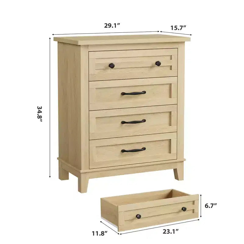 Comò a 4 cassetti per camera da letto, cassettiera alta 88,4 cm con ante, armadio portaoggetti in legno a libera installazione per soggiorno, camera da letto