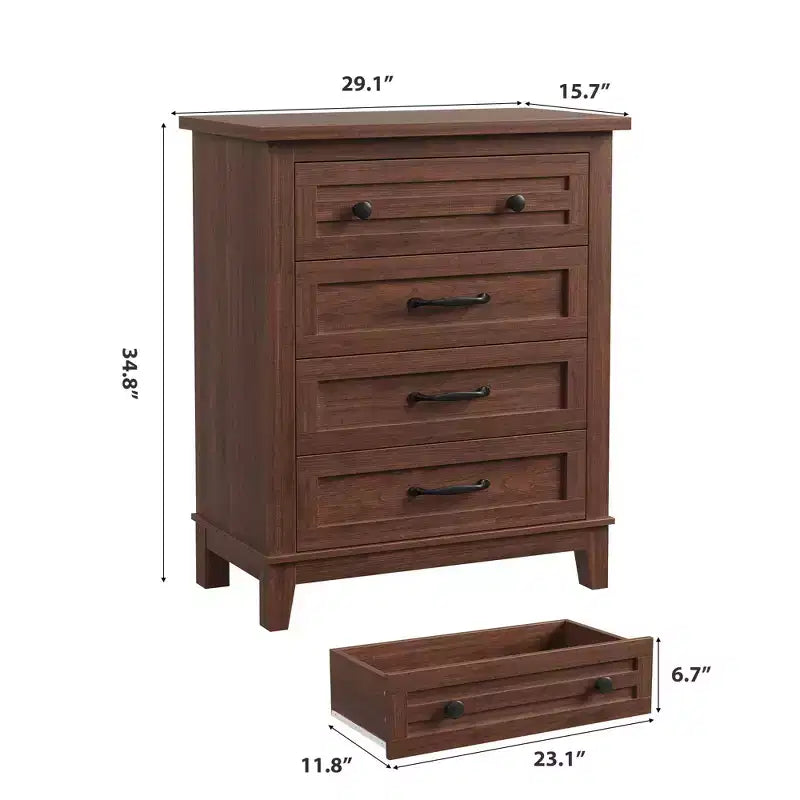 Comò a 4 cassetti per camera da letto, cassettiera alta 88,4 cm con ante, armadio portaoggetti in legno a libera installazione per soggiorno, camera da letto