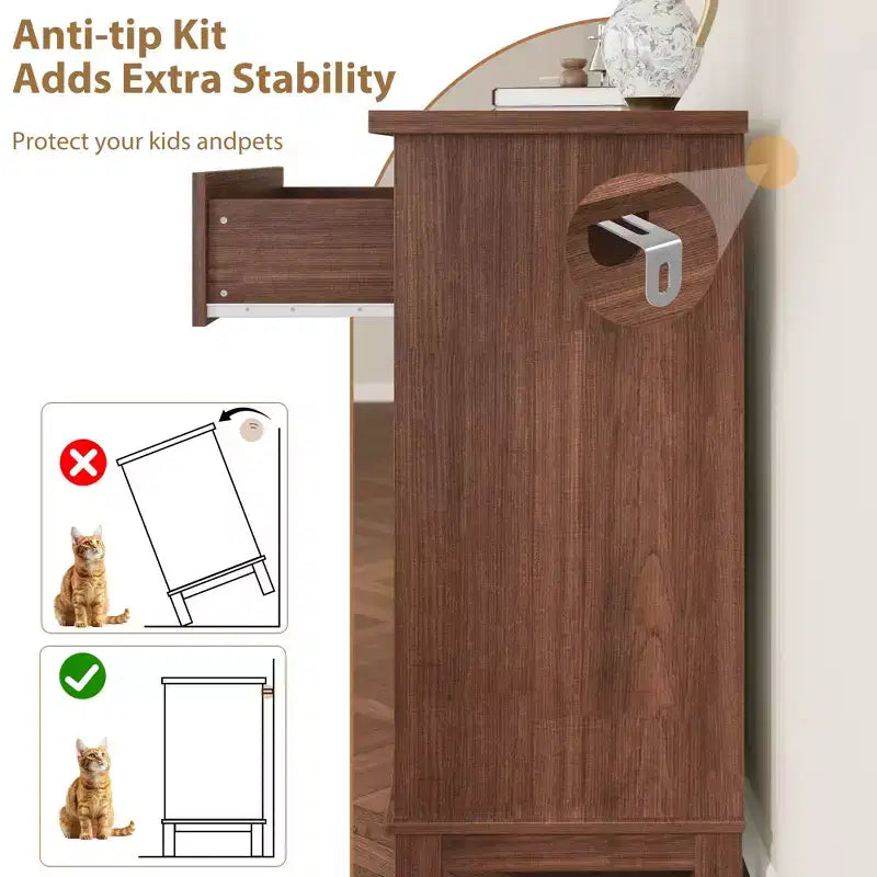 Comò a 4 cassetti per camera da letto, cassettiera alta 88,4 cm con ante, armadio portaoggetti in legno a libera installazione per soggiorno, camera da letto