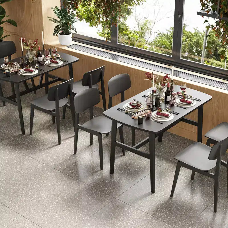 PexFix Tavolo da pranzo 47 per 4-6 persone, tavolo da cucina in legno, tavolo da pranzo moderno con robusto telaio in metallo per sala da pranzo, cucina, nero