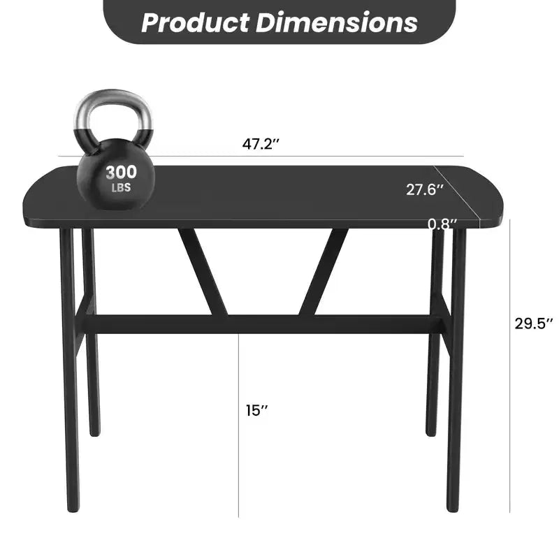 PexFix Tavolo da pranzo 47 per 4-6 persone, tavolo da cucina in legno, tavolo da pranzo moderno con robusto telaio in metallo per sala da pranzo, cucina, nero