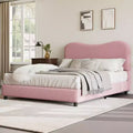 Struttura letto matrimoniale/una piazza e mezza/queen size con testiera imbottita in Boucle effetto nuvola, piattaforma a basso profilo, robuste doghe in legno, silenziosa, non richiede rete a molle