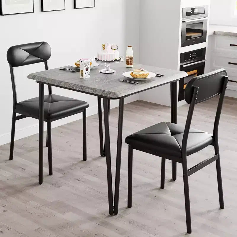Set tavolo da pranzo Saluemeuble per 2 persone, set da pranzo da cucina di 3 pezzi, set tavolo da pranzo con 2 sedie imbottite per piccole stanze, cucine, appartamenti