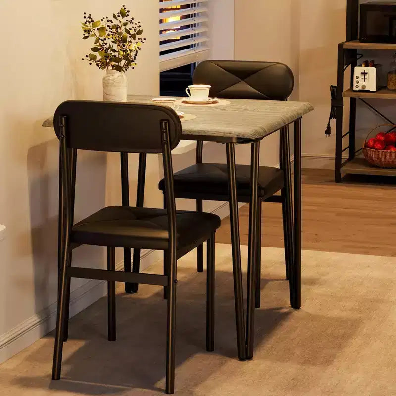 Set tavolo da pranzo Saluemeuble per 2 persone, set da pranzo da cucina di 3 pezzi, set tavolo da pranzo con 2 sedie imbottite per piccole stanze, cucine, appartamenti