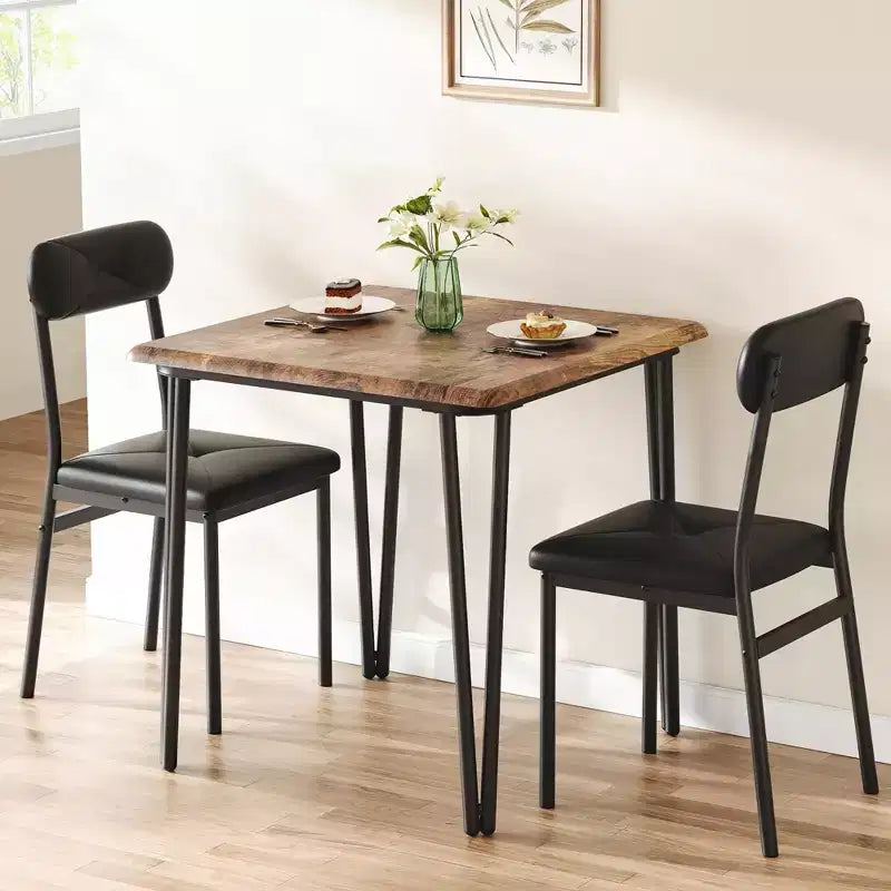 Set tavolo da pranzo Saluemeuble per 2 persone, set da pranzo da cucina di 3 pezzi, set tavolo da pranzo con 2 sedie imbottite per piccole stanze, cucine, appartamenti