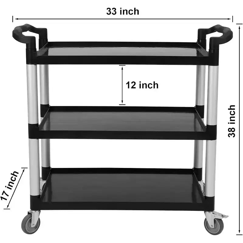 Carrello di Servizio Commerciale Multifunzionale a 3 Livelli GustoWave con Ruote per Cucina, Bar, Ufficio