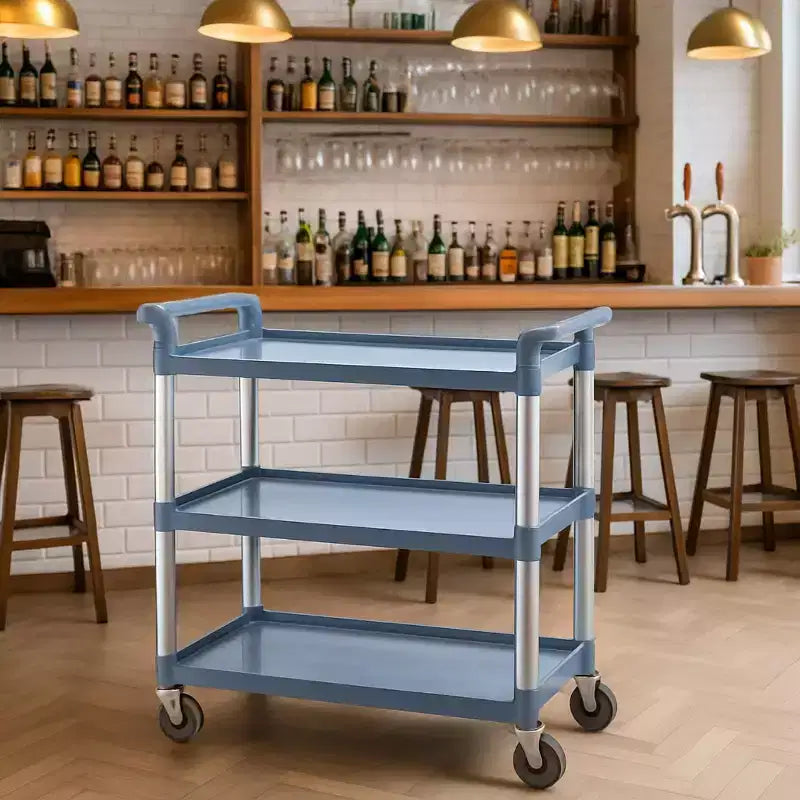 Carrello di Servizio Commerciale Multifunzionale a 3 Livelli GustoWave con Ruote per Cucina, Bar, Ufficio