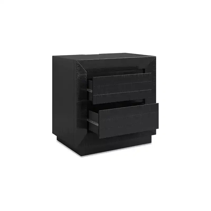 Londer comodino con ricarica e due cassetti - Comodino moderno stile farmhouse nero