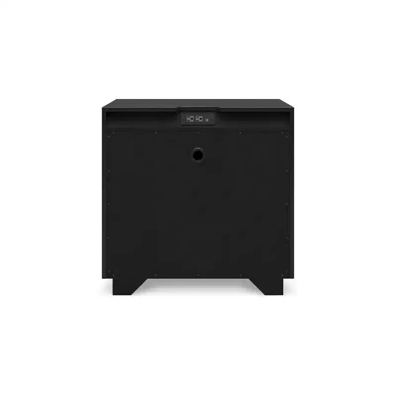 Londer comodino con ricarica e due cassetti - Comodino moderno stile farmhouse nero