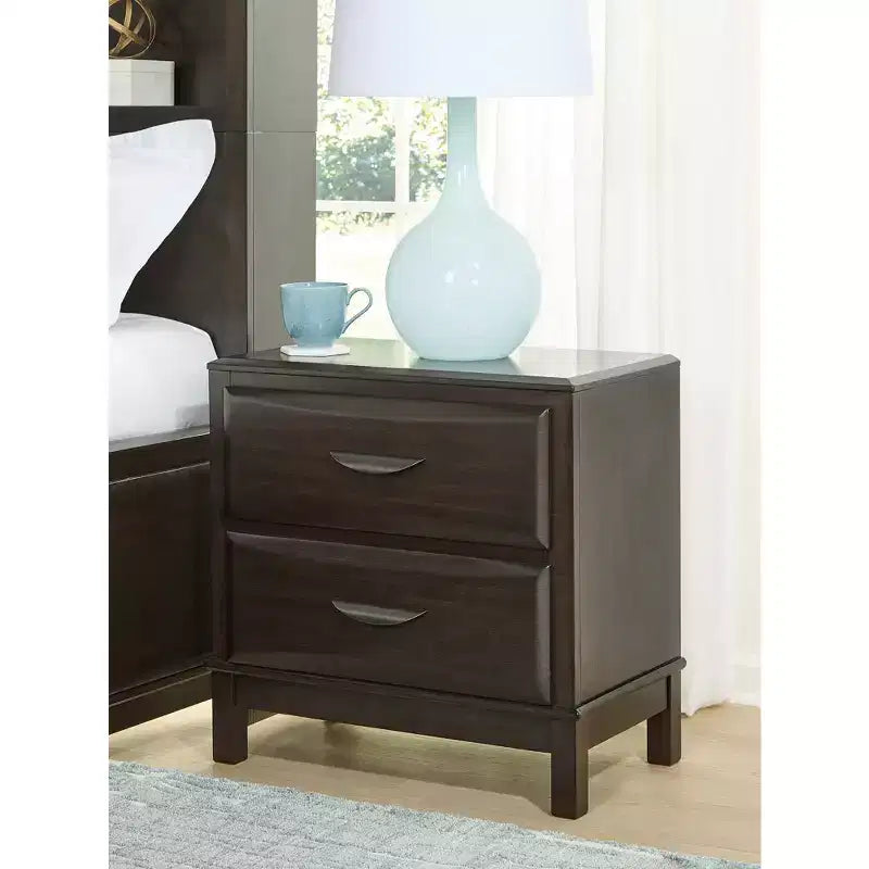 Comodino Vanmore Contemporary a 2 cassetti, Marrone scuro