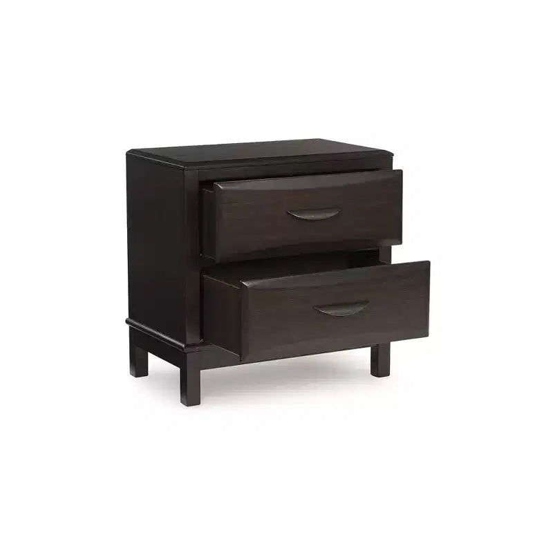 Comodino Vanmore Contemporary a 2 cassetti, Marrone scuro