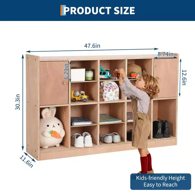 Cubi Organizer TROPOW con 2 Sistemi Antirovesciamento, 4 Rotelle e 2 Scatole per Casa, Scuola, Asilo Nido, Naturale
