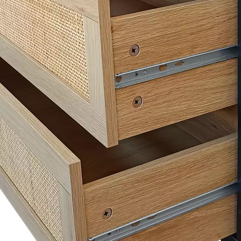 Okak Armadietto portaoggetti in rattan a 6 cassetti, design moderno naturale 51,18", carico superiore 50 libbre e 20 libbre per cassetto, ideale per camera da letto e soggiorno