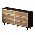Okak Armadietto portaoggetti in rattan a 6 cassetti, design moderno naturale 51,18", carico superiore 50 libbre e 20 libbre per cassetto, ideale per camera da letto e soggiorno