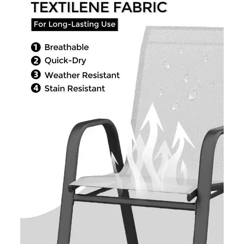 Sedie da Pranzo Impilabili, Sedie Impilabili con Tessuto Textilene Traspirante e Struttura in Metallo, Sedie da Pranzo per Esterno per Patio, Terrazza, Giardino