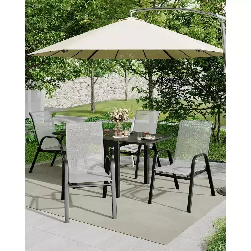 Sedie da Pranzo Impilabili, Sedie Impilabili con Tessuto Textilene Traspirante e Struttura in Metallo, Sedie da Pranzo per Esterno per Patio, Terrazza, Giardino