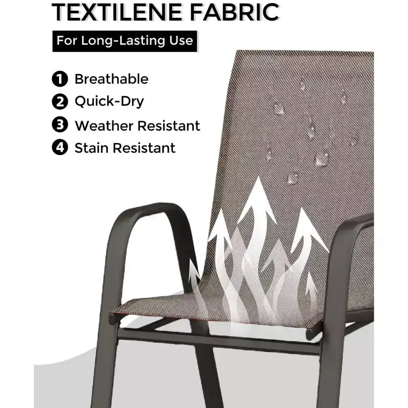 Sedie da Pranzo Impilabili, Sedie Impilabili con Tessuto Textilene Traspirante e Struttura in Metallo, Sedie da Pranzo per Esterno per Patio, Terrazza, Giardino
