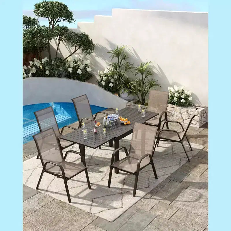 Sedie da Pranzo Impilabili, Sedie Impilabili con Tessuto Textilene Traspirante e Struttura in Metallo, Sedie da Pranzo per Esterno per Patio, Terrazza, Giardino
