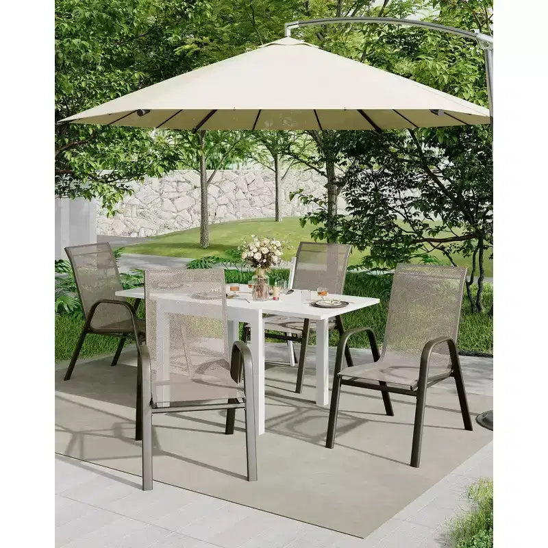 Sedie da Pranzo Impilabili, Sedie Impilabili con Tessuto Textilene Traspirante e Struttura in Metallo, Sedie da Pranzo per Esterno per Patio, Terrazza, Giardino