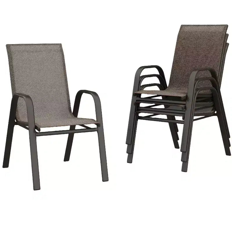 Sedie da Pranzo Impilabili, Sedie Impilabili con Tessuto Textilene Traspirante e Struttura in Metallo, Sedie da Pranzo per Esterno per Patio, Terrazza, Giardino