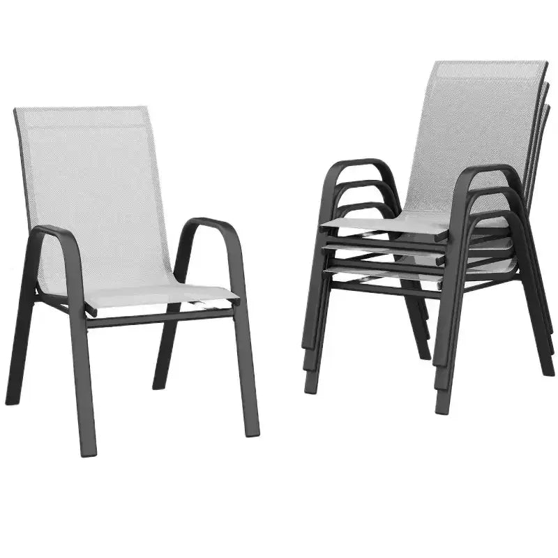 Stackable Dining Chairs, Stacking Chairs with Breathable Textilene Fabric & Metal Frame, Outdoor Dinning Seats for Patio, Deck, Backyard