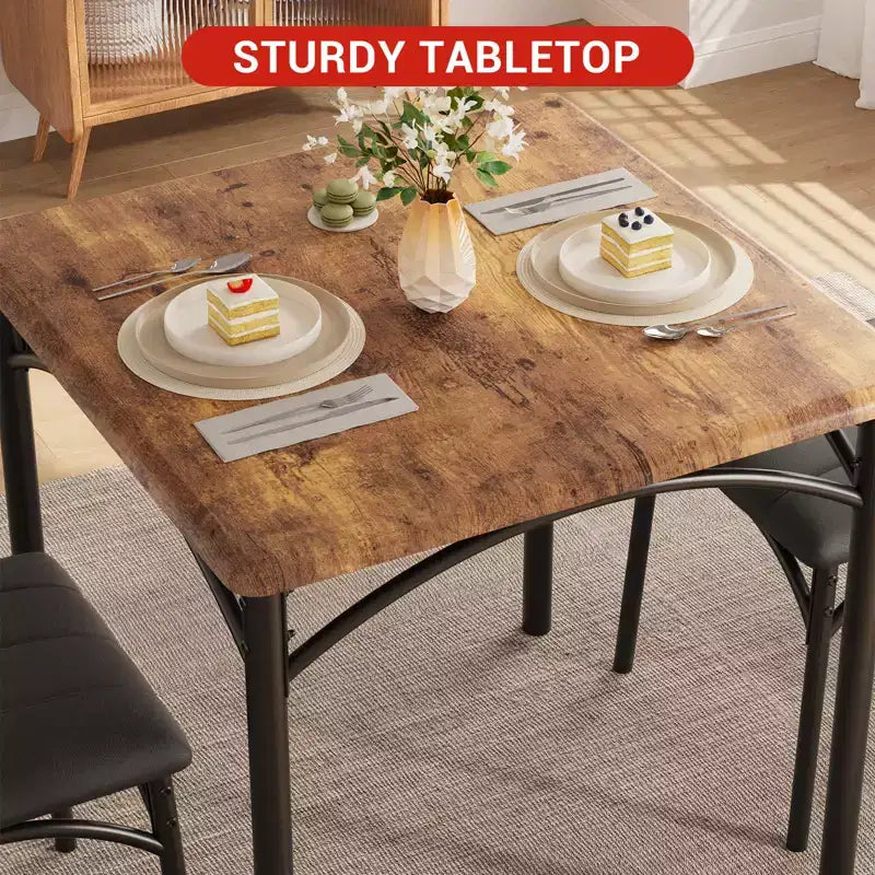 Tavolo da pranzo, tavolo da cucina con sedie imbottite, set tavolo da pranzo quadrato in legno per piccoli spazi, cene, appartamenti