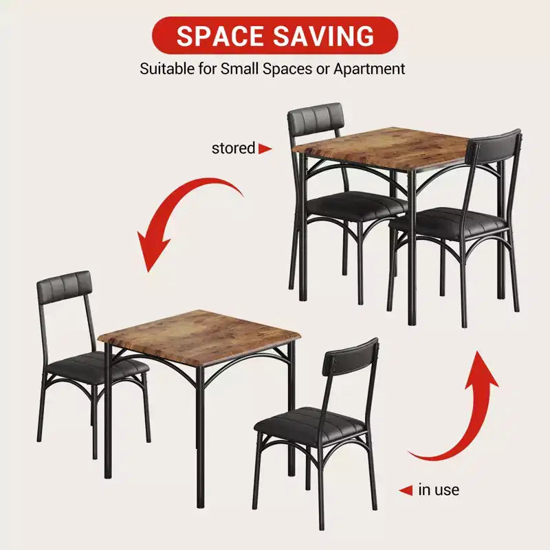 Tavolo da pranzo, tavolo da cucina con sedie imbottite, set tavolo da pranzo quadrato in legno per piccoli spazi, cene, appartamenti