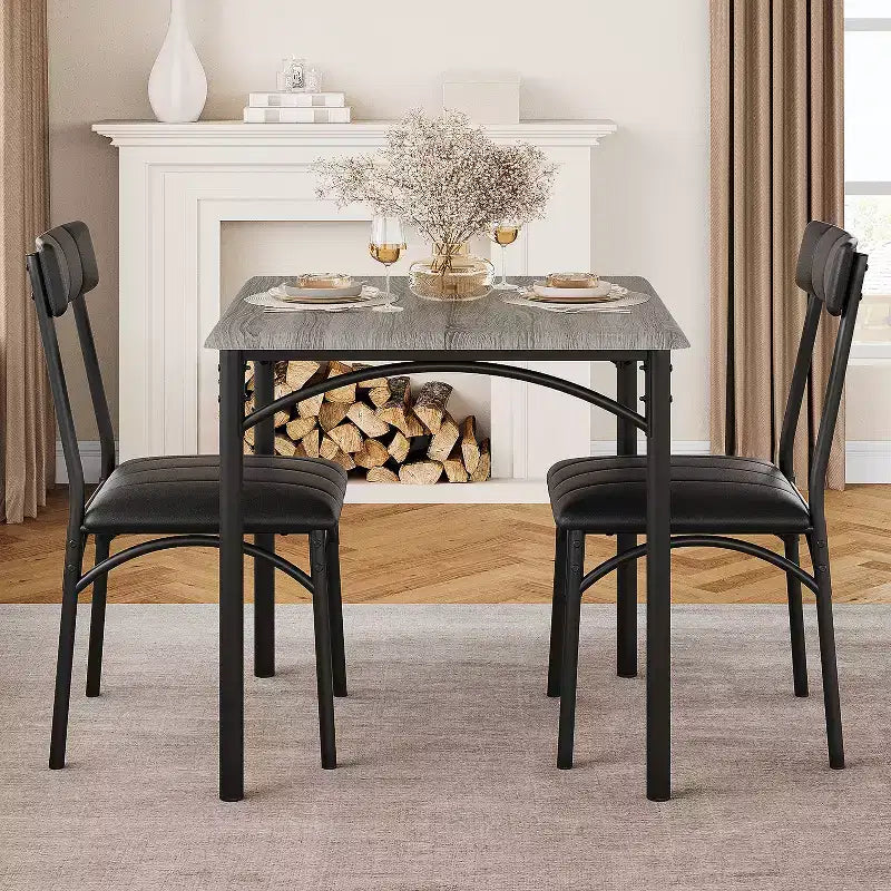 Tavolo da pranzo, tavolo da cucina con sedie imbottite, set tavolo da pranzo quadrato in legno per piccoli spazi, cene, appartamenti