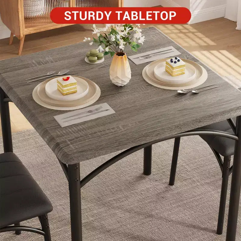 Tavolo da pranzo, tavolo da cucina con sedie imbottite, set tavolo da pranzo quadrato in legno per piccoli spazi, cene, appartamenti