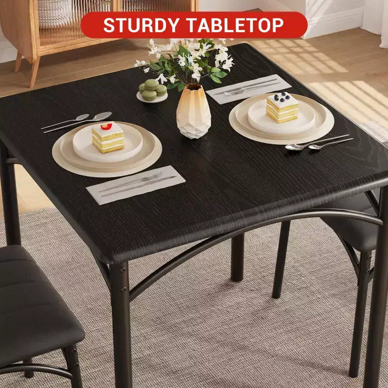 Tavolo da pranzo, tavolo da cucina con sedie imbottite, set tavolo da pranzo quadrato in legno per piccoli spazi, cene, appartamenti