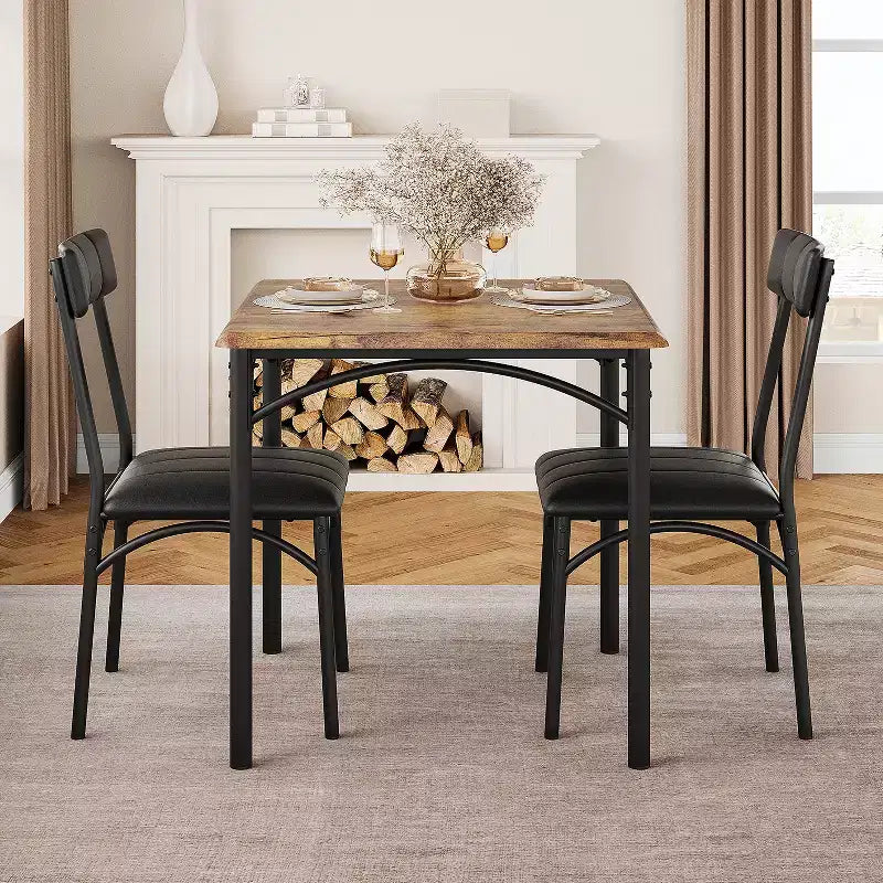 Tavolo da pranzo, tavolo da cucina con sedie imbottite, set tavolo da pranzo quadrato in legno per piccoli spazi, cene, appartamenti