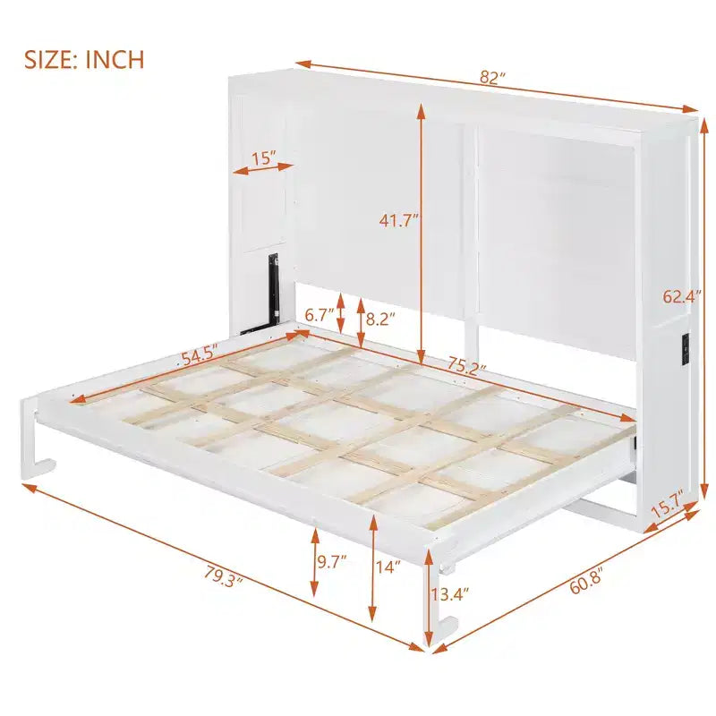 Letto a scomparsa in legno GDFStudio con porte di ricarica