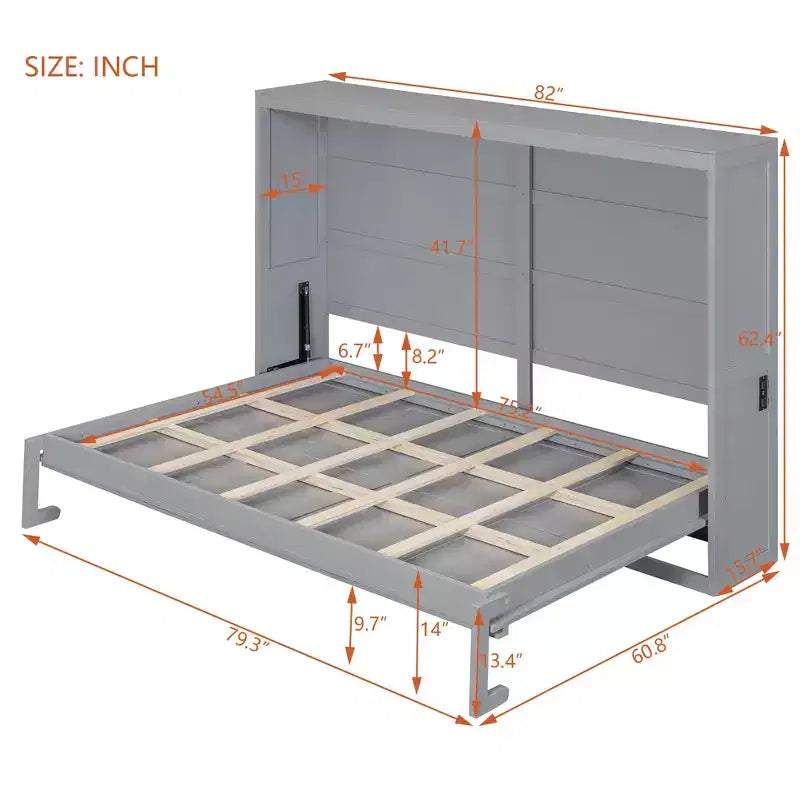Letto a scomparsa in legno GDFStudio con porte di ricarica