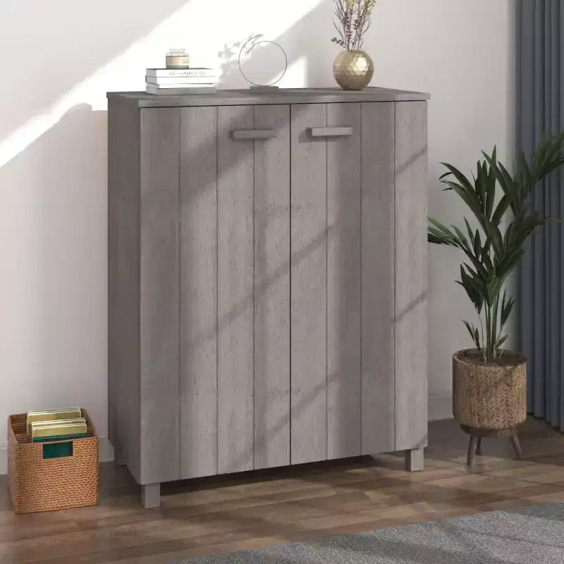33.5x15.7x42.5 Scarpiera in Legno di Pino-Grigio Chiaro