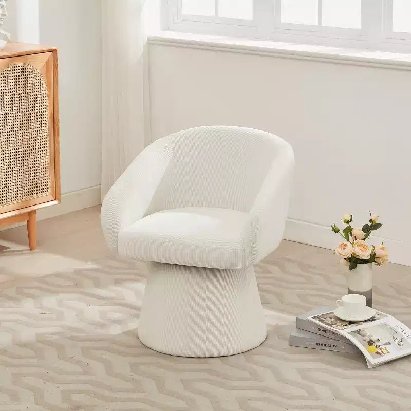 Thane Mid-Century Modern Swivel Corduroy Upholstered Accent Chair