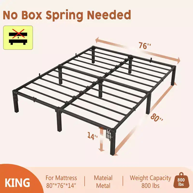 Struttura Letto in Ferro - Design Senza Viti, Letto in Ferro Piatto Completamente Smontato, Struttura Letto in Metallo, Struttura Letto in Acciaio