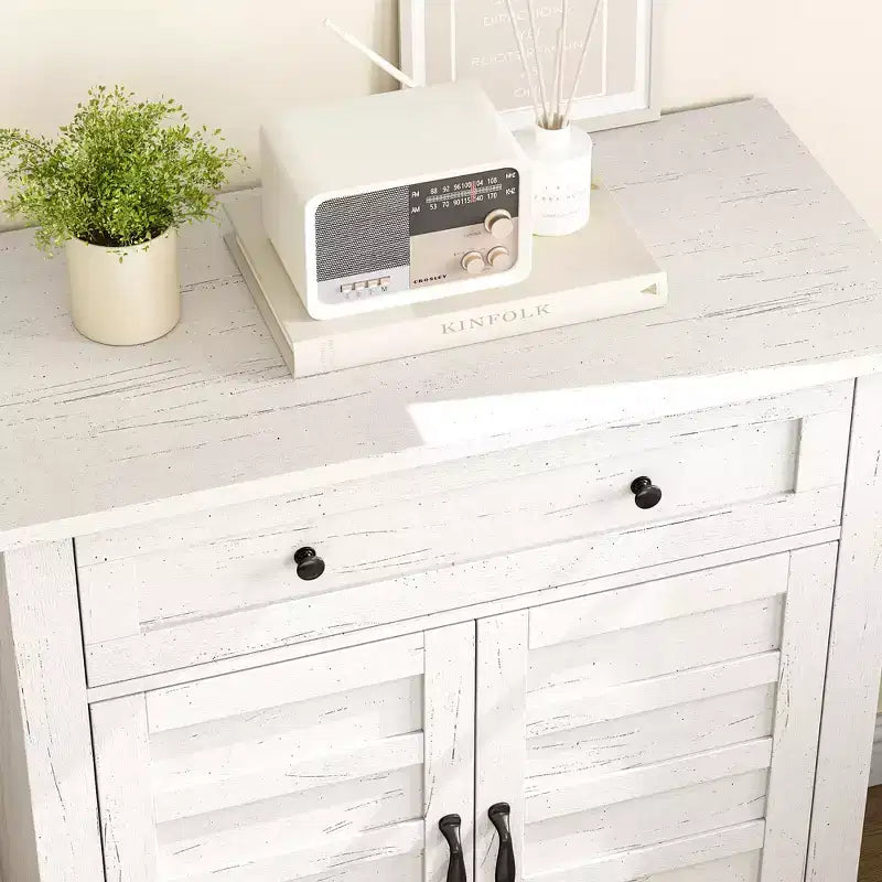 GustoWave Armadietto Contenitore da Fattoria a 3 Ripiani Regolabili a 7 Livelli, Organizzatore Rustico per Cucina e Sala da Pranzo, Mobiletto Multifunzionale per Ingresso