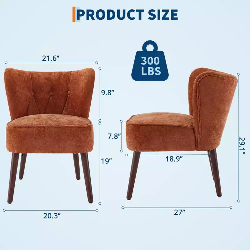 GustoWave Poltrona Accent Mid-Century con Gambe in Legno Massello, Moderna Poltrona a Orecchioni Imbottita da Soggiorno, Sedie da Pranzo