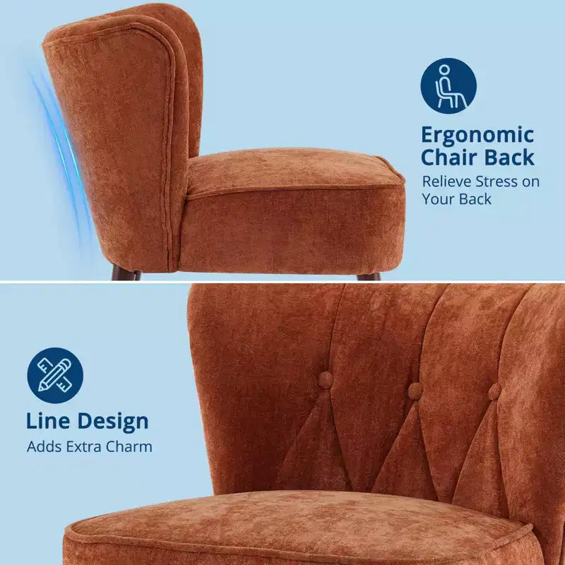 GustoWave Poltrona Accent Mid-Century con Gambe in Legno Massello, Moderna Poltrona a Orecchioni Imbottita da Soggiorno, Sedie da Pranzo