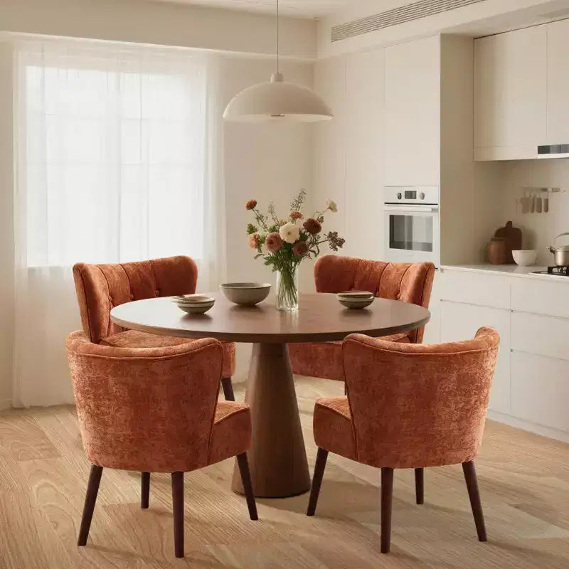 GustoWave Poltrona Accent Mid-Century con Gambe in Legno Massello, Moderna Poltrona a Orecchioni Imbottita da Soggiorno, Sedie da Pranzo