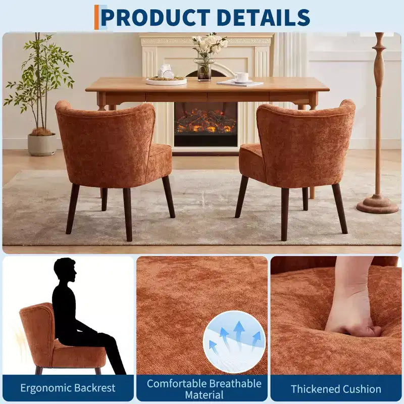 GustoWave Poltrona Accent Mid-Century con Gambe in Legno Massello, Moderna Poltrona a Orecchioni Imbottita da Soggiorno, Sedie da Pranzo