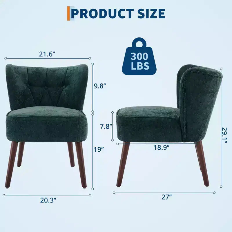 GustoWave Poltrona Accent Mid-Century con Gambe in Legno Massello, Moderna Poltrona a Orecchioni Imbottita da Soggiorno, Sedie da Pranzo
