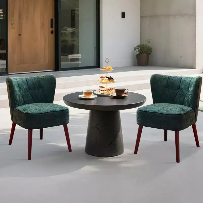 GustoWave Poltrona Accent Mid-Century con Gambe in Legno Massello, Moderna Poltrona a Orecchioni Imbottita da Soggiorno, Sedie da Pranzo