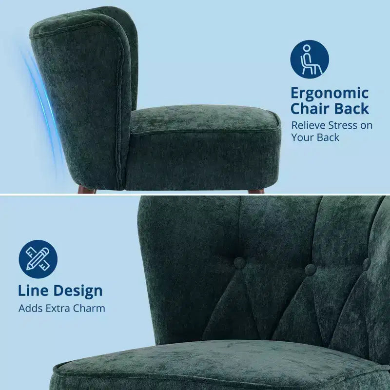 GustoWave Poltrona Accent Mid-Century con Gambe in Legno Massello, Moderna Poltrona a Orecchioni Imbottita da Soggiorno, Sedie da Pranzo