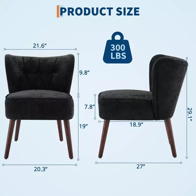 GustoWave Poltrona Accent Mid-Century con Gambe in Legno Massello, Moderna Poltrona a Orecchioni Imbottita da Soggiorno, Sedie da Pranzo