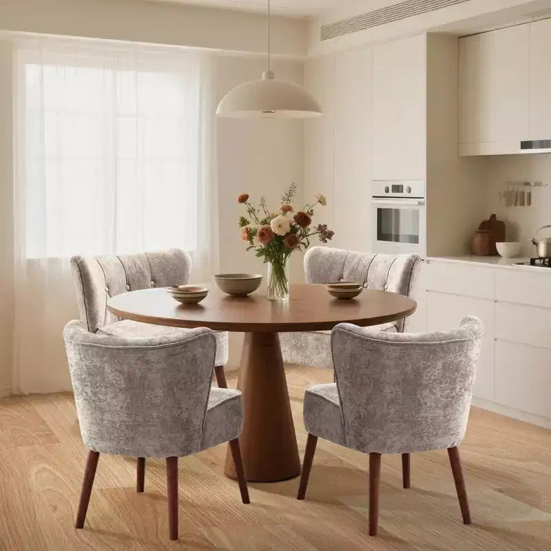 GustoWave Poltrona Accent Mid-Century con Gambe in Legno Massello, Moderna Poltrona a Orecchioni Imbottita da Soggiorno, Sedie da Pranzo