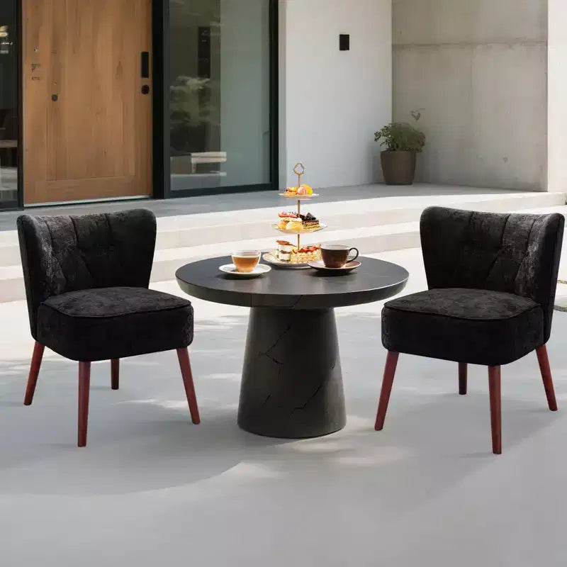 GustoWave Poltrona Accent Mid-Century con Gambe in Legno Massello, Moderna Poltrona a Orecchioni Imbottita da Soggiorno, Sedie da Pranzo