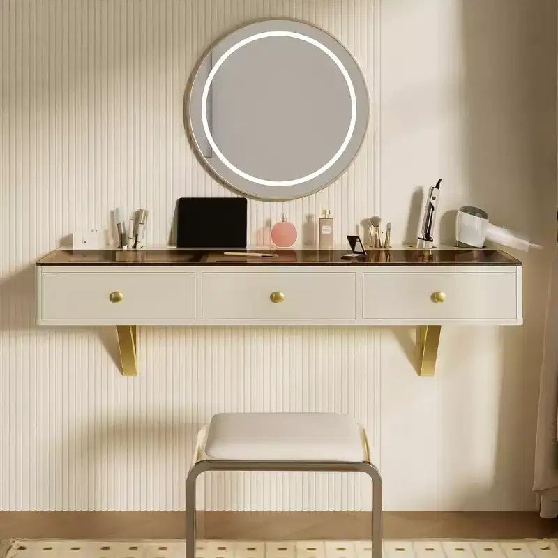 Okak Mobile Bagno Moderno Sospeso con Cassetti, Scrivania da Toilette da Parete Multifunzione per Camere da Letto, Bagno