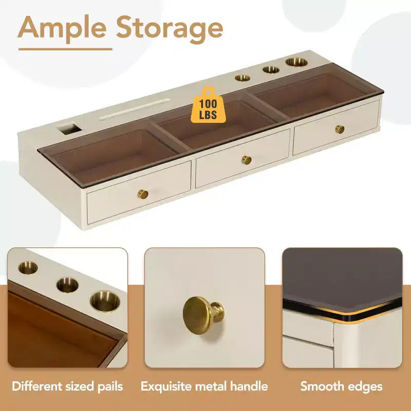 Okak Mobile Bagno Moderno Sospeso con Cassetti, Scrivania da Toilette da Parete Multifunzione per Camere da Letto, Bagno