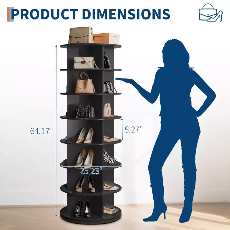 Scarpiera a torre rotante autoportante a 7 livelli, espositore per scarpe, organizer verticale per scarpe a 360° per ingresso, camera da letto, bianco